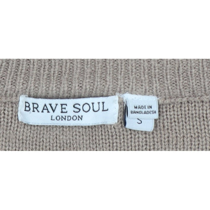 Brave Soul Women's Beige S Crew Neck Knit Pullover Jumper