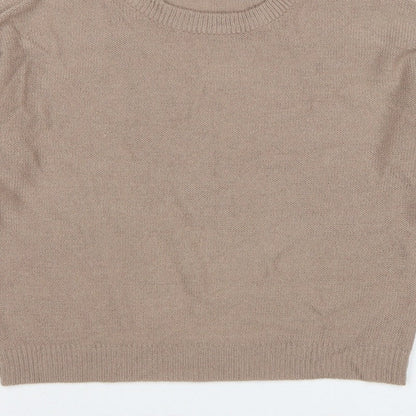 Brave Soul Women's Beige S Crew Neck Knit Pullover Jumper
