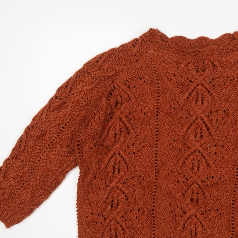 Next Women Orange XL Cable Knit High Neck 3/4 Sleeve Jumper