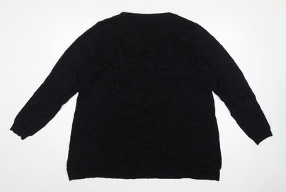 Evans Women's Black Size 22/24 Sequin Champagne Christmas Pullover Jumper