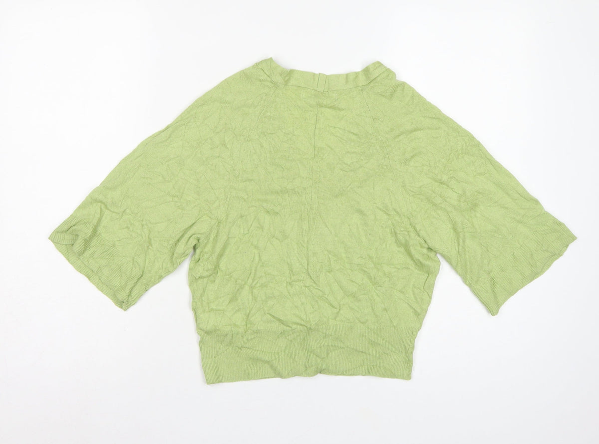 Per Una Women Green Linen Lyocell V-Neck Button Cardigan Size S