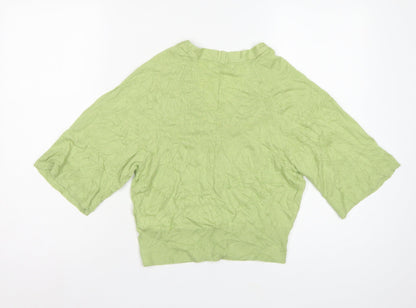 Per Una Women Green Linen Lyocell V-Neck Button Cardigan Size S