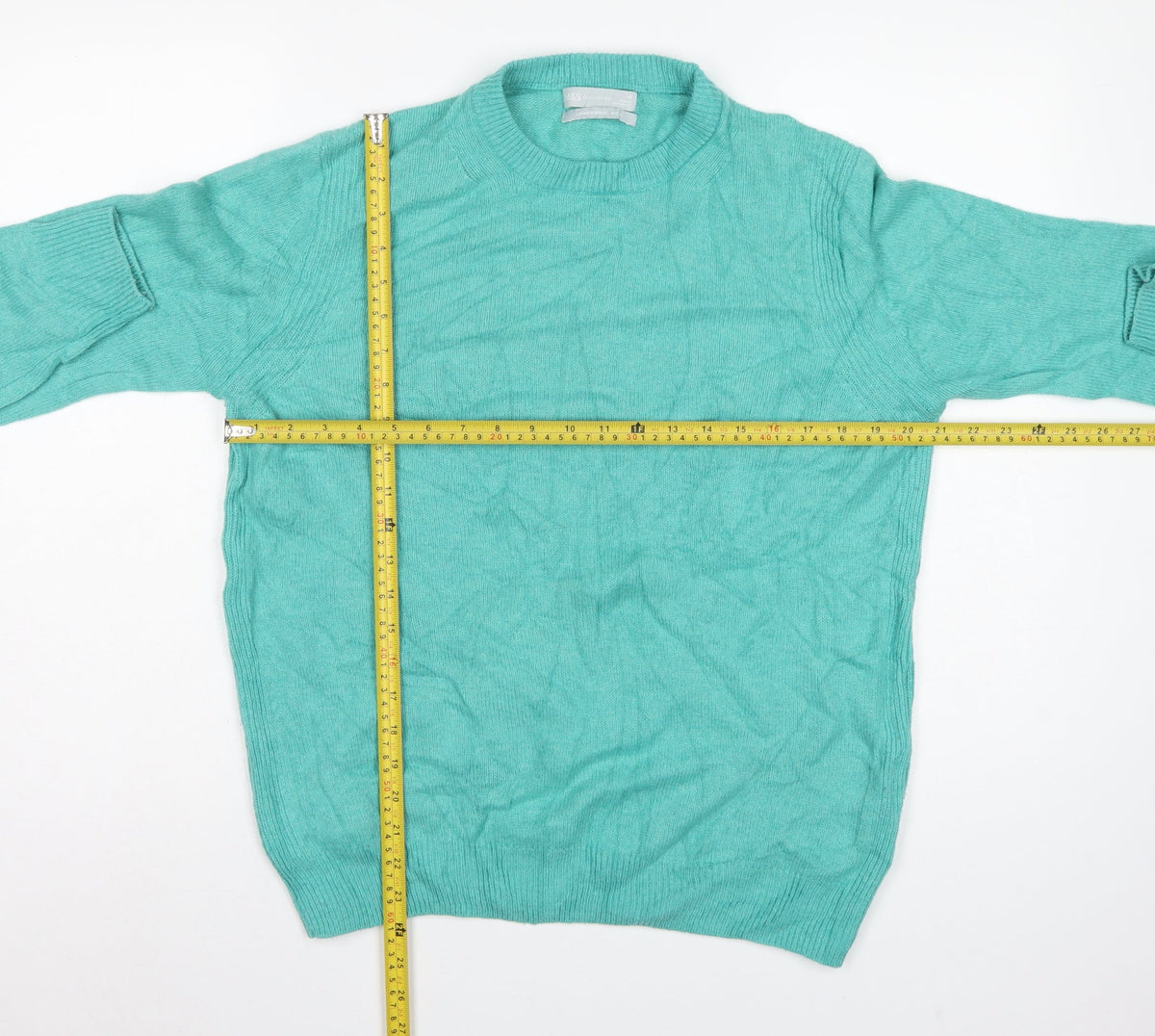 Marks and Spencer Women Green UK 14 Lambswool Crew Neck Pullover Jumper