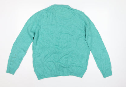 Marks and Spencer Women Green UK 14 Lambswool Crew Neck Pullover Jumper