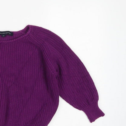 French Connection Women Purple XS Chunky Knit Raglan Sleeve Jumper