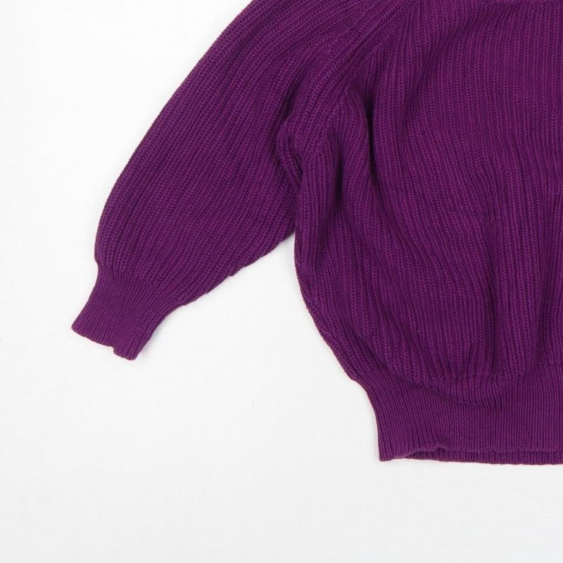 French Connection Women Purple XS Chunky Knit Raglan Sleeve Jumper