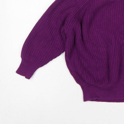 French Connection Women Purple XS Chunky Knit Raglan Sleeve Jumper