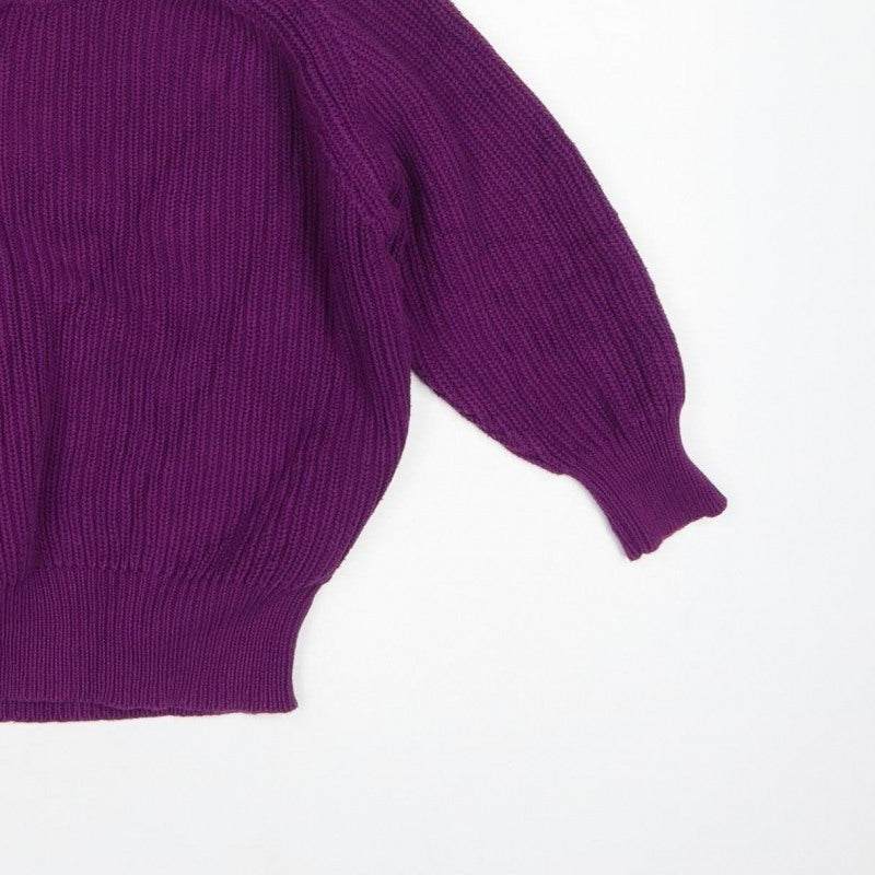 French Connection Women Purple XS Chunky Knit Raglan Sleeve Jumper