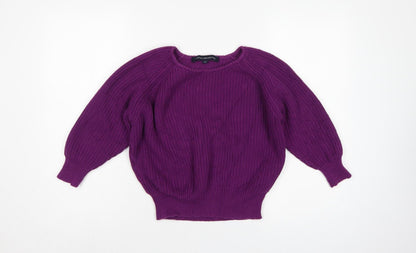 French Connection Women Purple XS Chunky Knit Raglan Sleeve Jumper