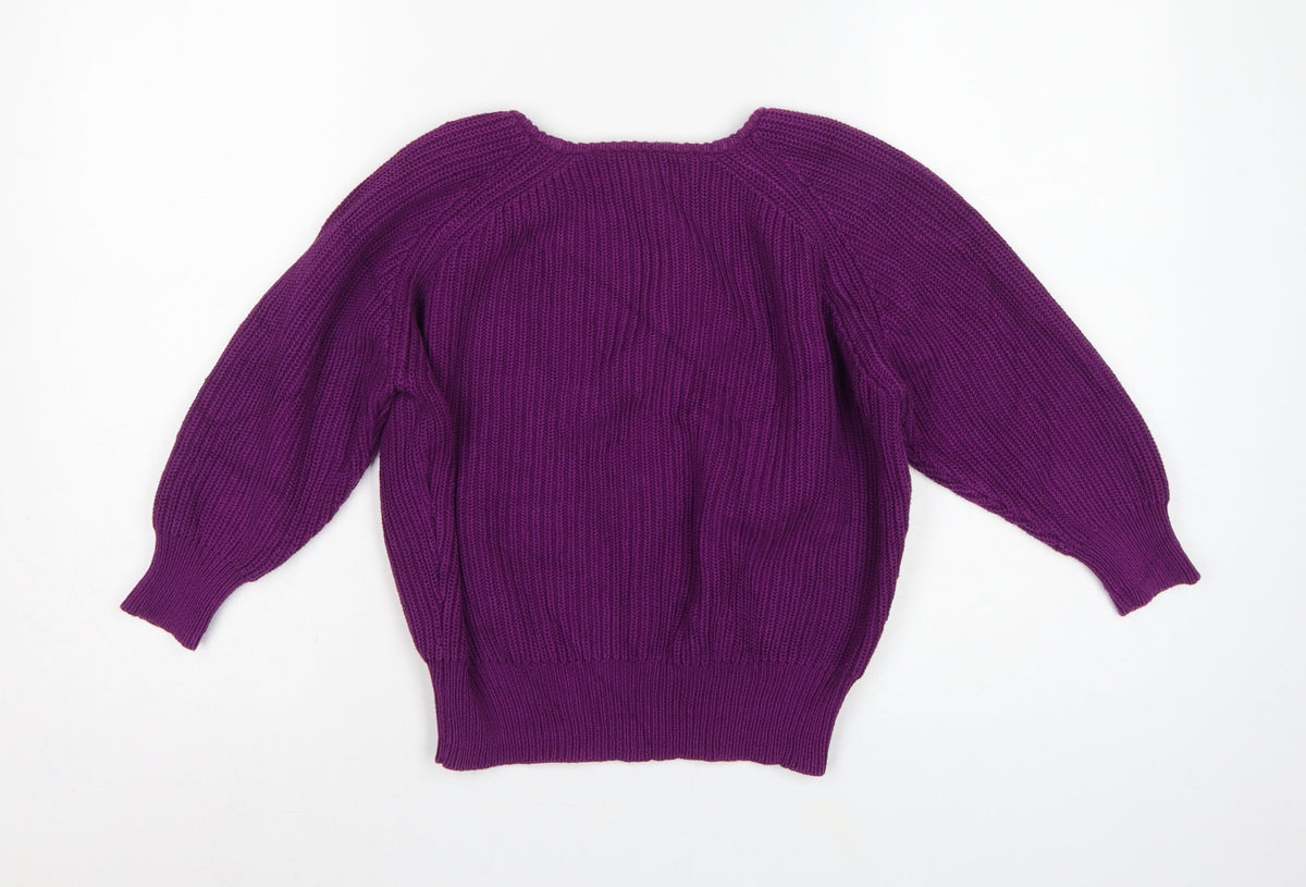 French Connection Women Purple XS Chunky Knit Raglan Sleeve Jumper