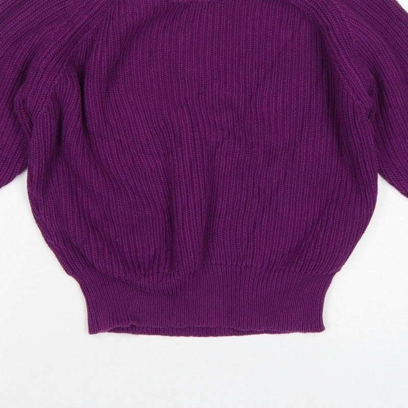 French Connection Women Purple XS Chunky Knit Raglan Sleeve Jumper