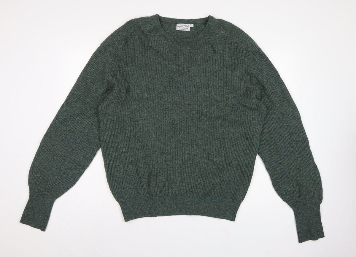 Pakeman Catto & Carter Men’s Green L Pure Wool Crew Neck Jumper