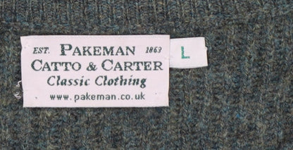 Pakeman Catto & Carter Men’s Green L Pure Wool Crew Neck Jumper