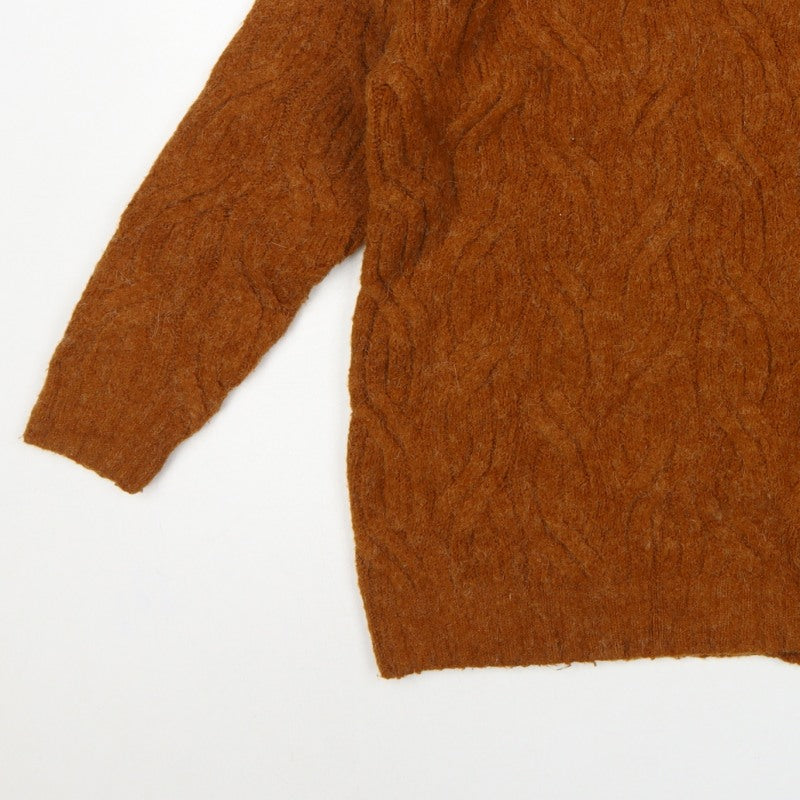 M&S Women Brown L Cable Knit Roll Neck Relaxed Pullover Jumper