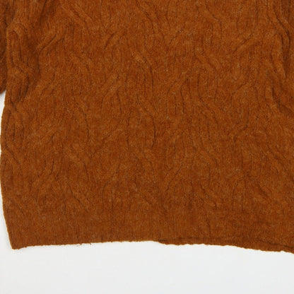 M&S Women Brown L Cable Knit Roll Neck Relaxed Pullover Jumper