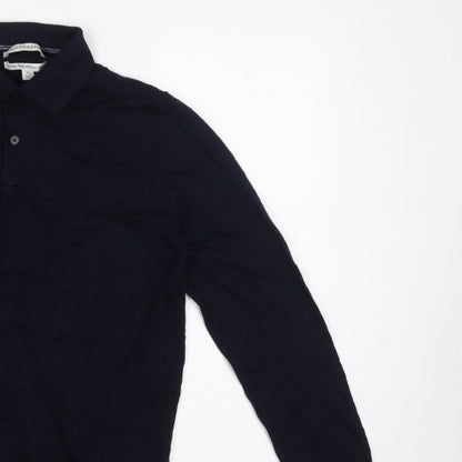 Autograph Men’s Blue M Merino Wool Collared Henley Jumper