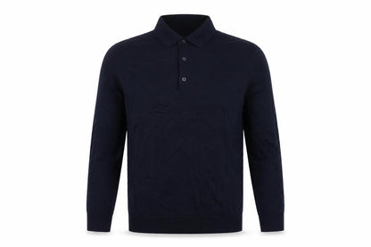 Autograph Men’s Blue M Merino Wool Collared Henley Jumper
