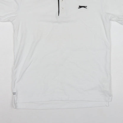 Slazenger Men's White XS Polo Shirt Logo Contrast Trim Short Sleeve