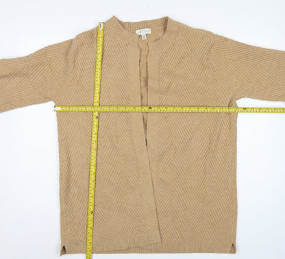 Love & Roses Women Beige UK 16 Open Herringbone Knit Cardigan