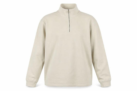 Front view of Marks and Spencer Men’s Beige XL 1/4 Zip High Neck Sweatshirt