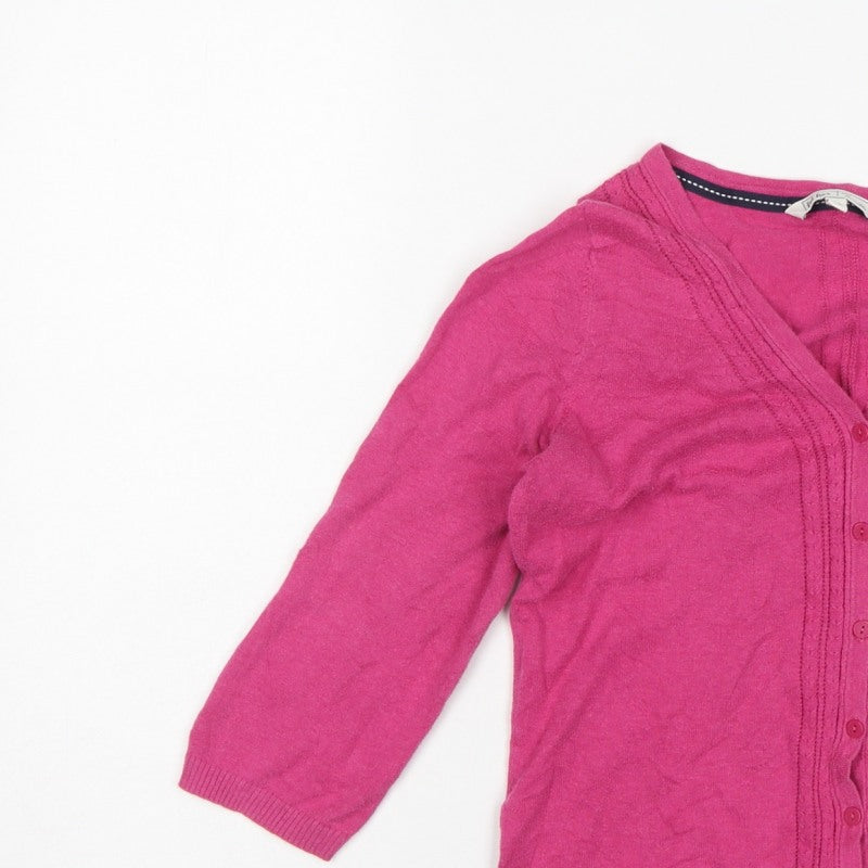 Fat Face Women's Pink UK 12 V-Neck Button Knit Cardigan Long Sleeve