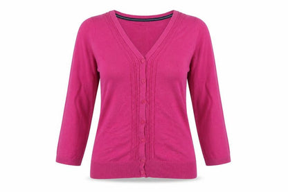 Fat Face Women's Pink UK 12 V-Neck Button Knit Cardigan Long Sleeve