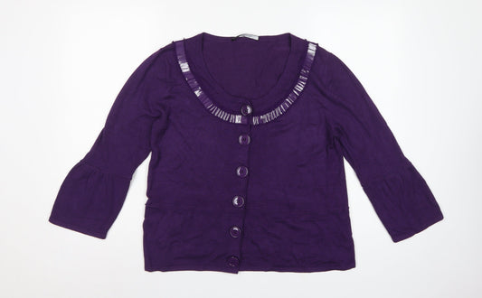 Betty Barclay Women’s Purple UK 12 Button Bell Sleeve Cardigan