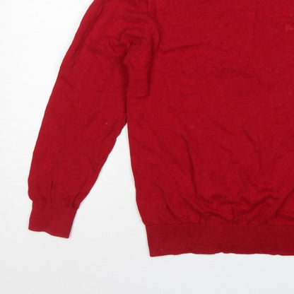 Ben Sherman Men's Red M Crew Neck Knit Pullover Jumper Logo