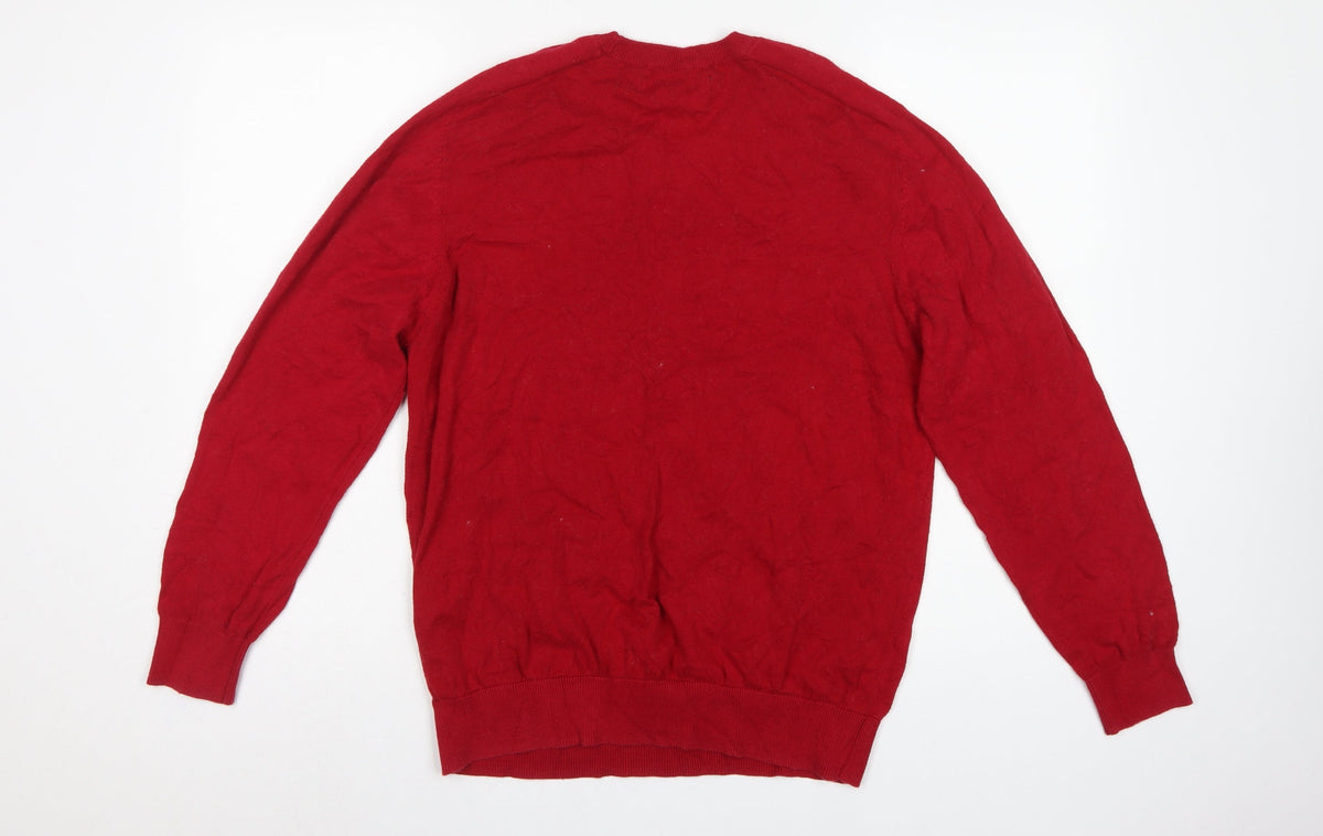 Ben Sherman Men's Red M Crew Neck Knit Pullover Jumper Logo