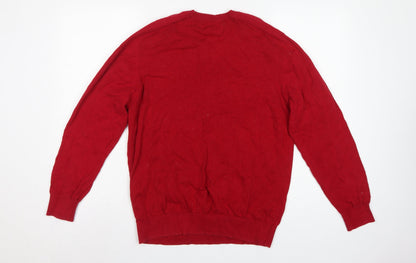 Ben Sherman Men's Red M Crew Neck Knit Pullover Jumper Logo