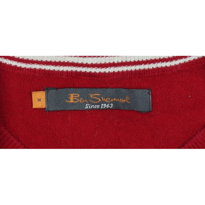 Ben Sherman Men's Red M Crew Neck Knit Pullover Jumper Logo