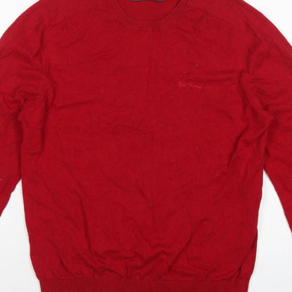 Ben Sherman Men's Red M Crew Neck Knit Pullover Jumper Logo