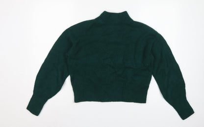& Other Stories Women Green XS Pullover Mock Neck Balloon Sleeve Knit Jumper