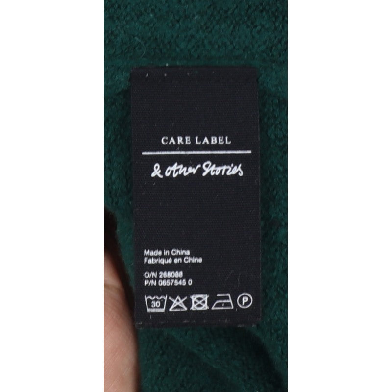 & Other Stories Women Green XS Pullover Mock Neck Balloon Sleeve Knit Jumper
