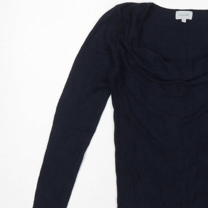 Jigsaw Women’s Blue Cowl Neck Fine Knit Jumper Size S Cashmere Silk