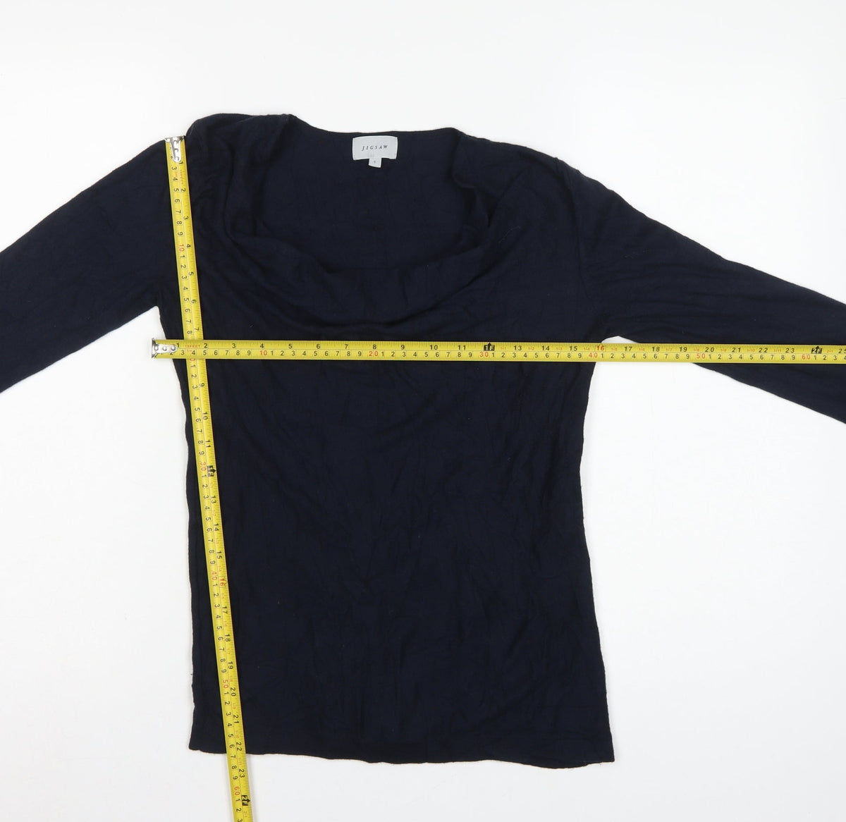 Jigsaw Women’s Blue Cowl Neck Fine Knit Jumper Size S Cashmere Silk