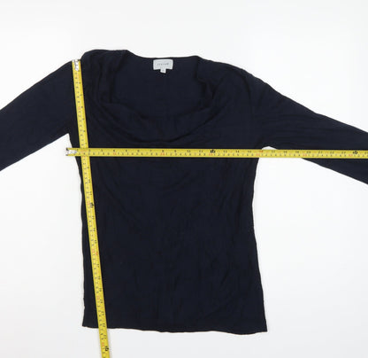 Jigsaw Women’s Blue Cowl Neck Fine Knit Jumper Size S Cashmere Silk