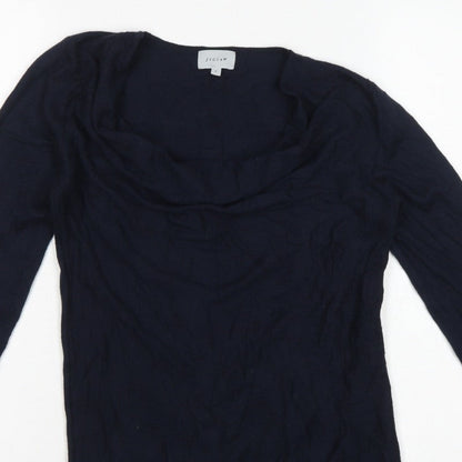 Jigsaw Women’s Blue Cowl Neck Fine Knit Jumper Size S Cashmere Silk