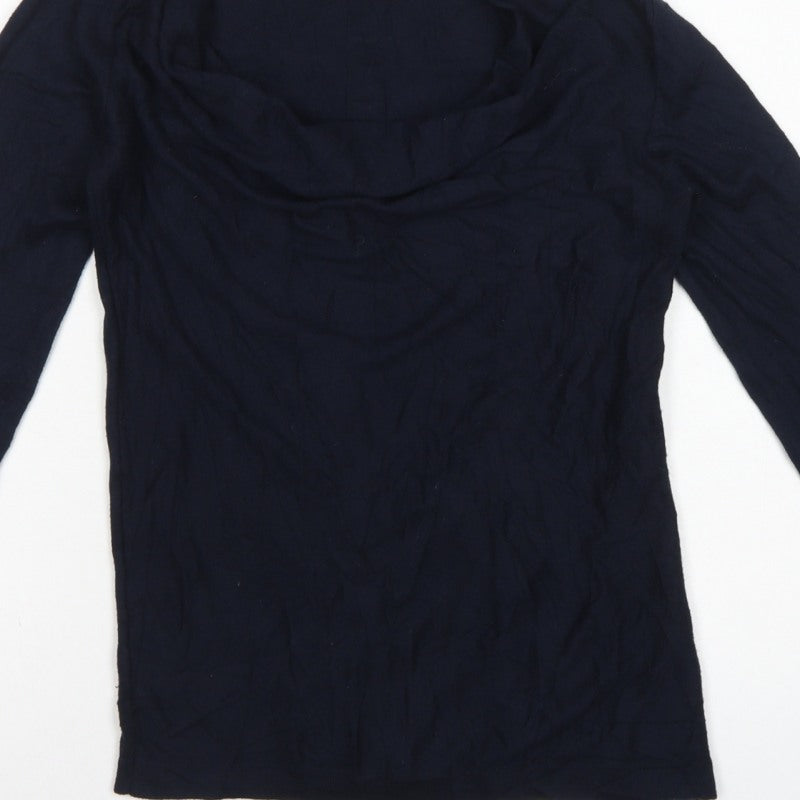 Jigsaw Women’s Blue Cowl Neck Fine Knit Jumper Size S Cashmere Silk