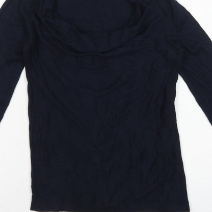 Jigsaw Women’s Blue Cowl Neck Fine Knit Jumper Size S Cashmere Silk