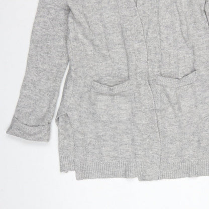 Marks and Spencer Women Grey S Open Cable-Knit Cardigan