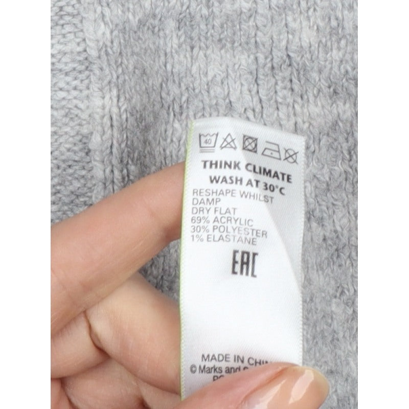 Marks and Spencer Women Grey S Open Cable-Knit Cardigan