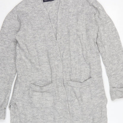 Marks and Spencer Women Grey S Open Cable-Knit Cardigan