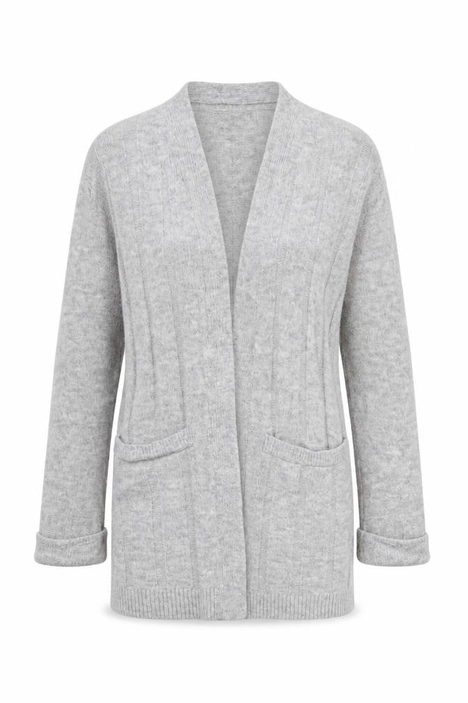 Marks and Spencer Women Grey S Open Cable-Knit Cardigan