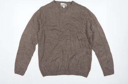 Marks & Spencer Men’s Brown Lambswool V-Neck Pullover Jumper M