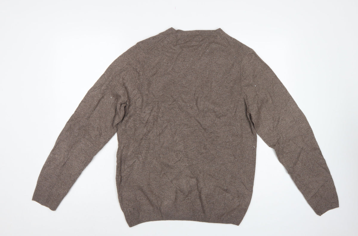 Marks & Spencer Men’s Brown Lambswool V-Neck Pullover Jumper M