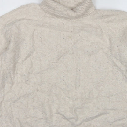 Tommy Hilfiger Women’s Ivory L Cable Knit Roll Neck Pullover Jumper
