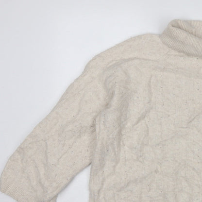 Tommy Hilfiger Women’s Ivory L Cable Knit Roll Neck Pullover Jumper