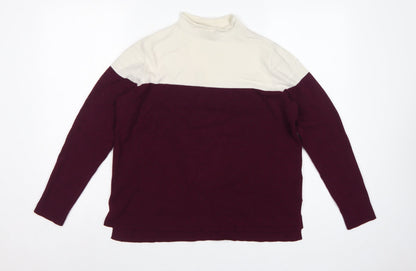Marks and Spencer Women Burgundy Ivory Roll Neck Knit Jumper Size 14