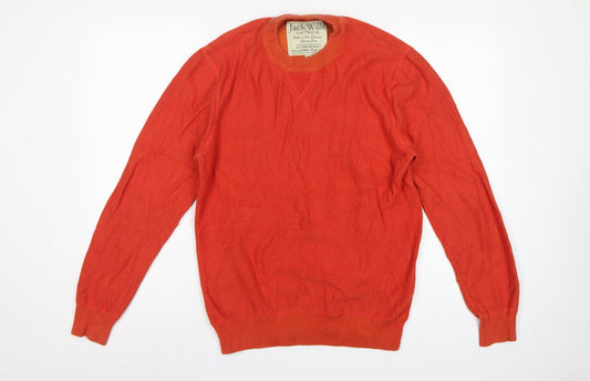 Jack Wills Men’s Orange M Cotton Crew Neck Pullover Jumper